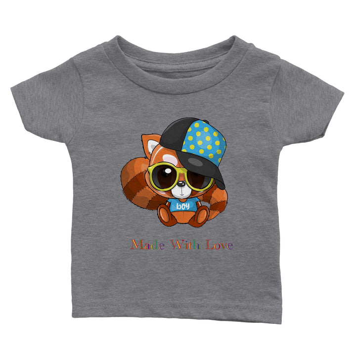 Classic Baby Crewneck T-shirt - Red Panda Boy "Made With Love"