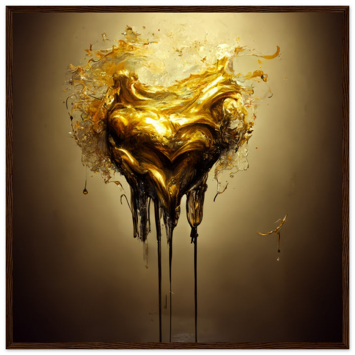 Classic Matte Paper Wooden Framed Poster - Heart of Gold Melted