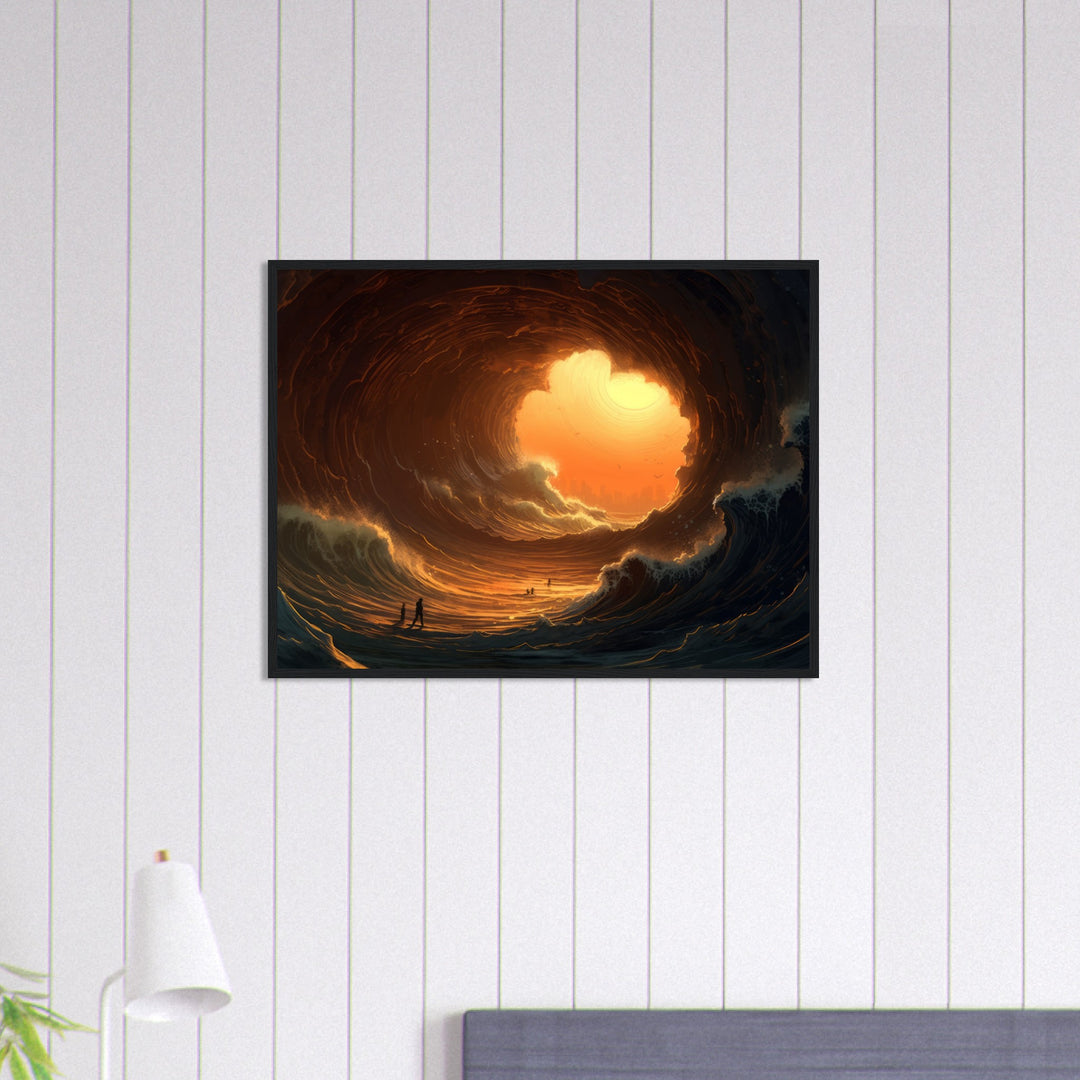 Classic Matte Paper Wooden Framed Poster - Abyssal Grotto Wave