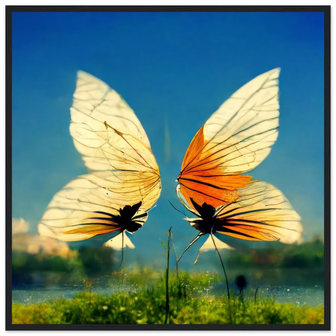 Premium Semi-Glossy Paper Wooden Framed Poster - Dreaming Butterflies II