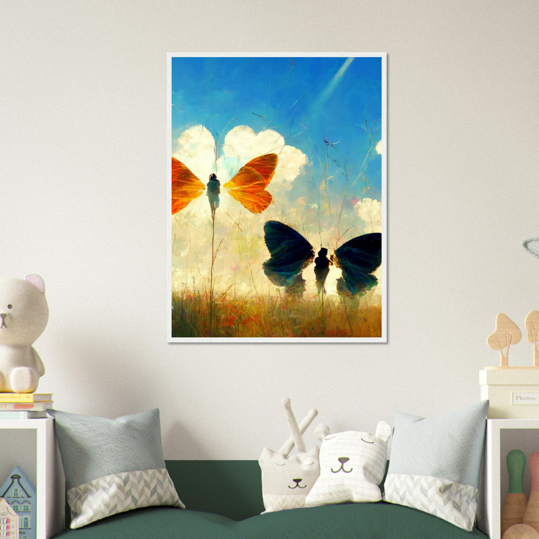 Premium Matte Paper Wooden Framed Poster - Dreaming Butterflies