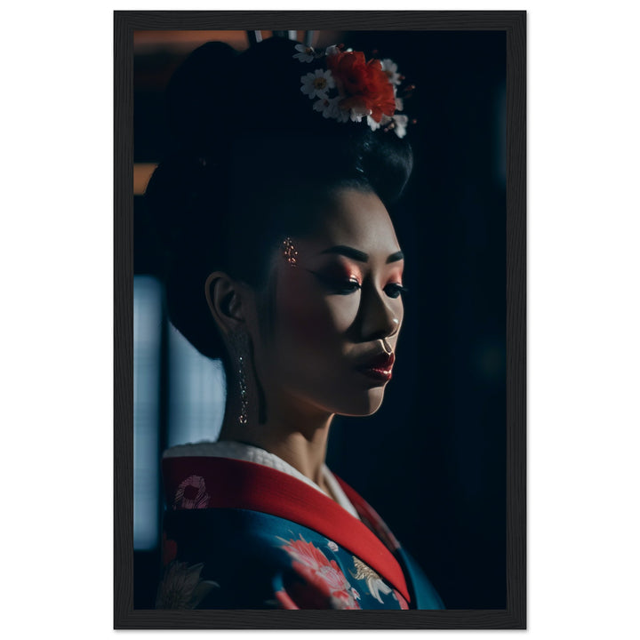 Museum-Quality Matte Paper Wooden Framed Poster - Geisha's Solitude