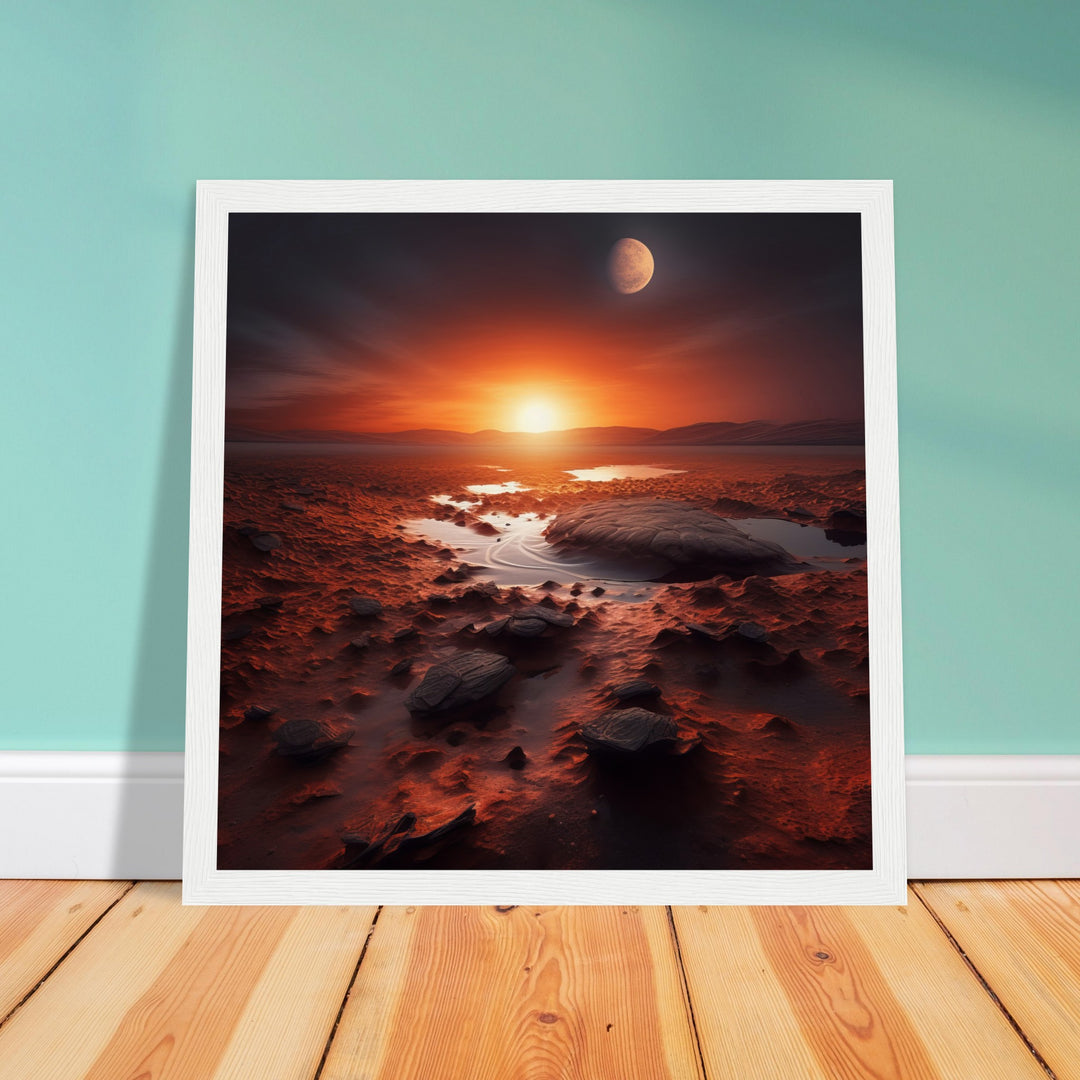 Museum-Quality Matte Paper Wooden Framed Poster - Sunset on Mars II