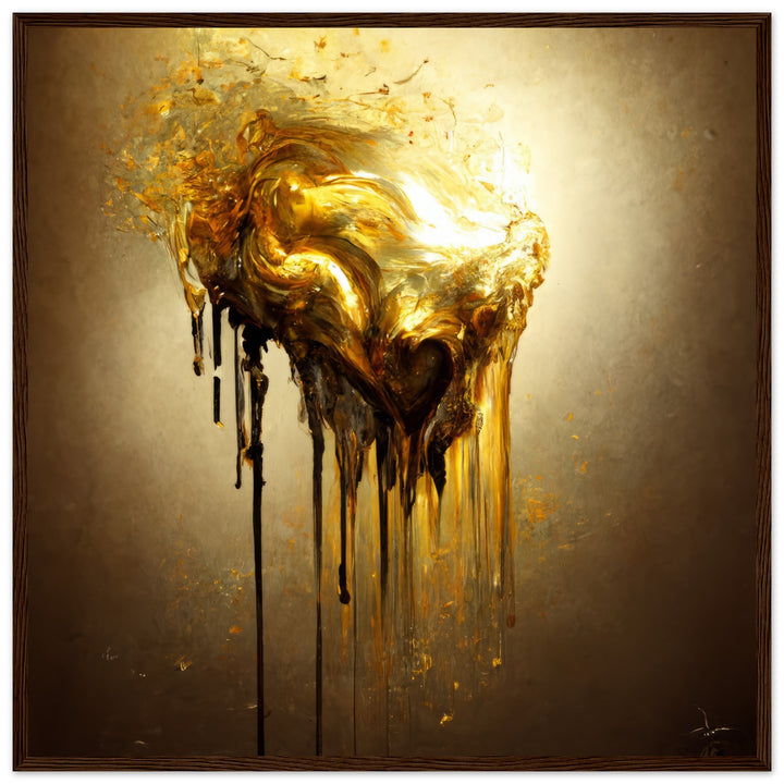 Premium Matte Paper Wooden Framed Poster - Heart of Gold Melted II