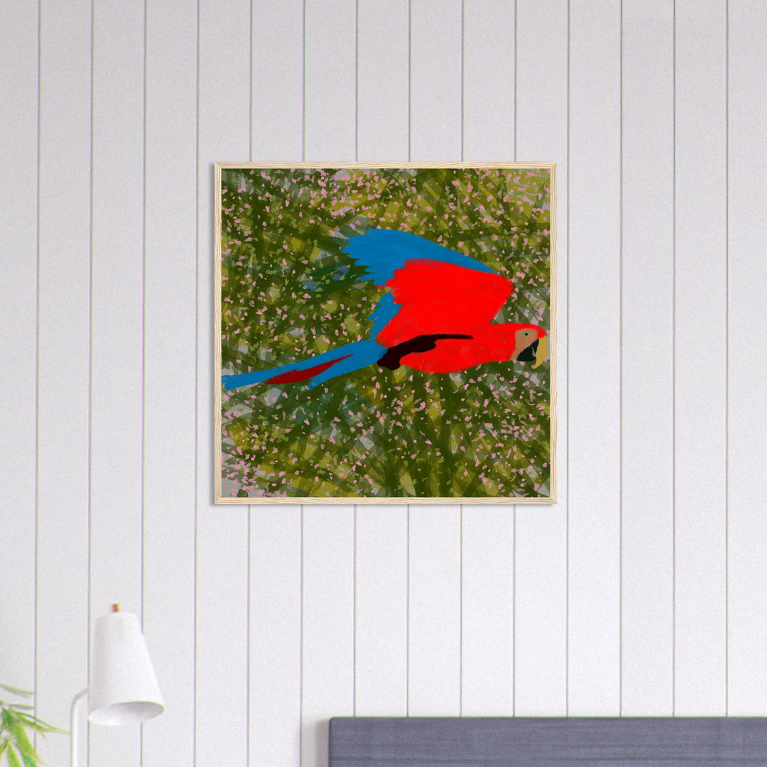 Premium Matte Paper Wooden Framed Poster - Parrot Colourful