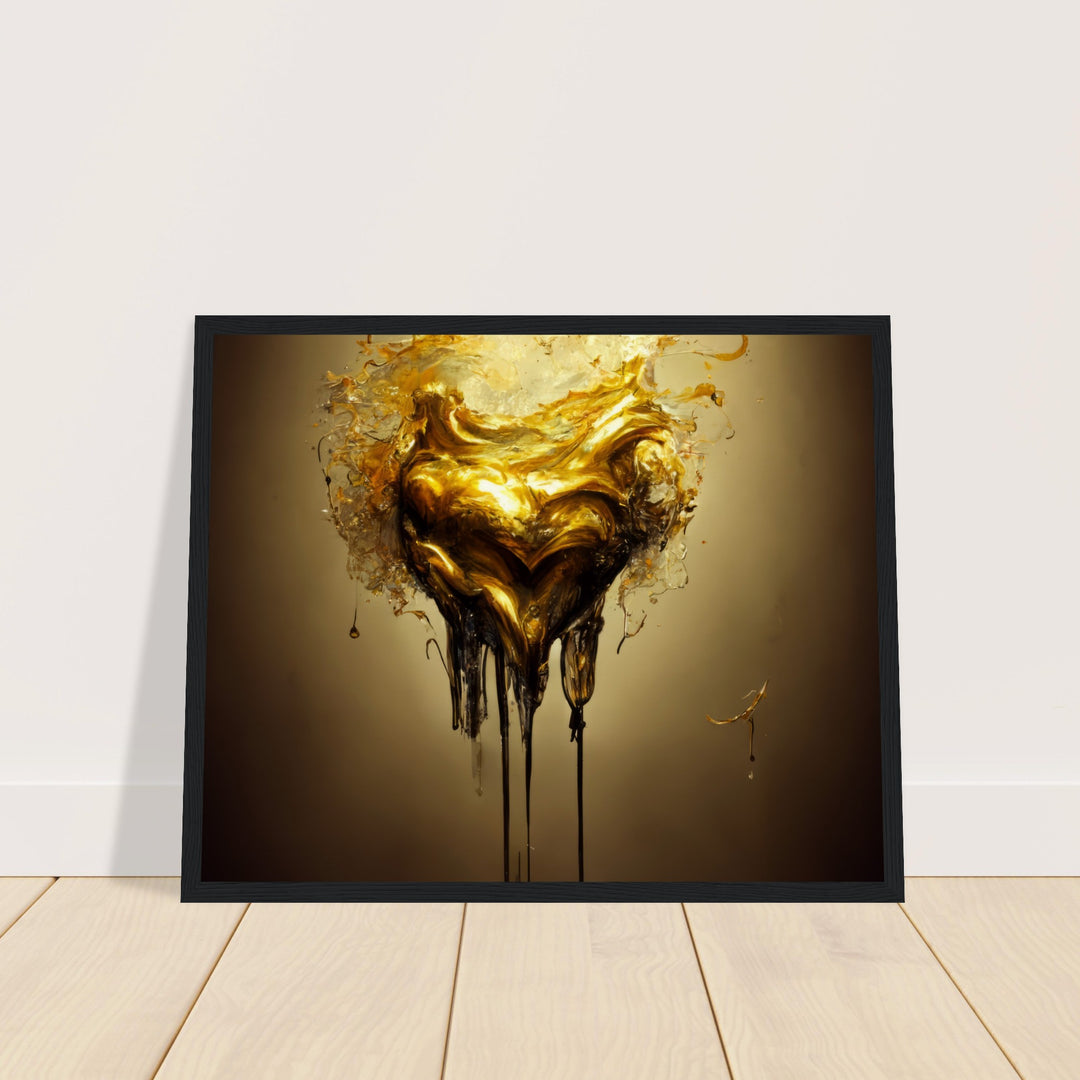 Museum-Quality Matte Paper Wooden Framed Poster - Heart of Gold Melted