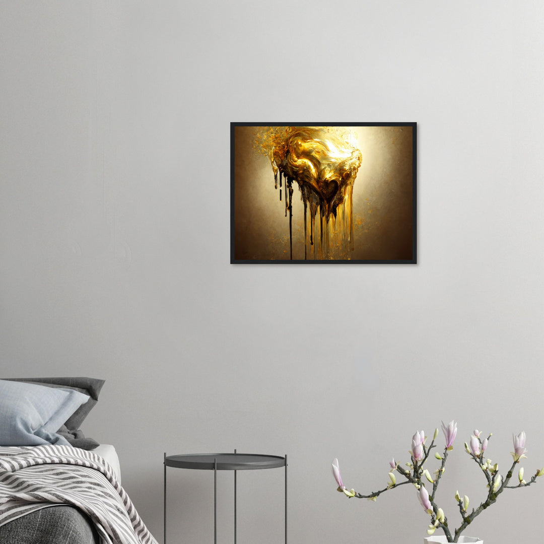 Premium Matte Paper Wooden Framed Poster - Heart of Gold Melted II