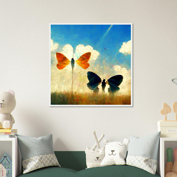 Premium Matte Paper Wooden Framed Poster - Dreaming Butterflies