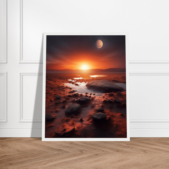 Classic Semi-Glossy Paper Wooden Framed Poster - Sunset on Mars II