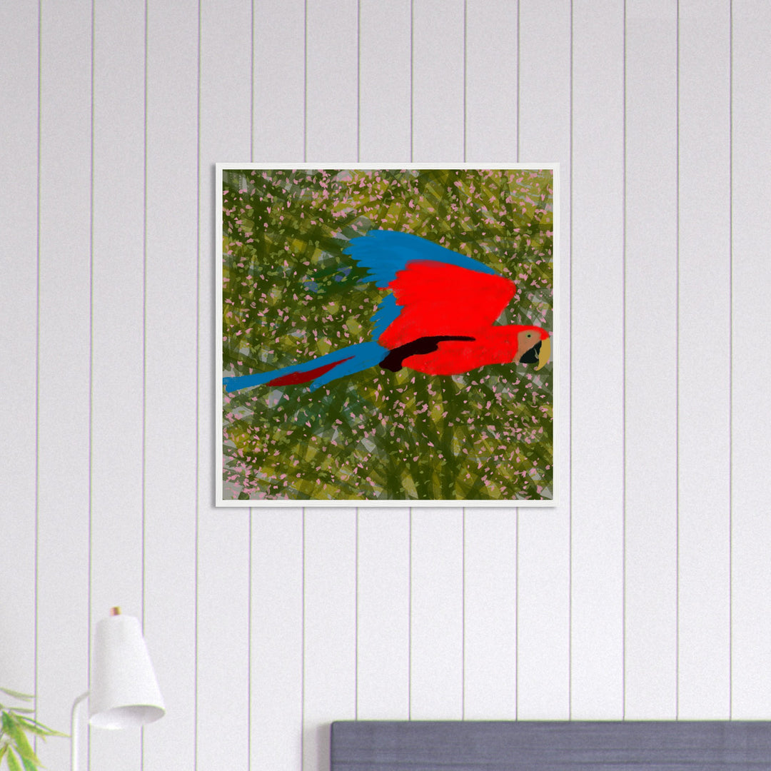 Premium Matte Paper Wooden Framed Poster - Parrot Colourful