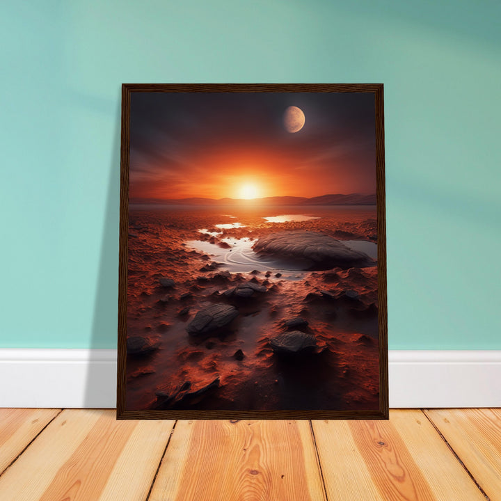 Museum-Quality Matte Paper Wooden Framed Poster - Sunset on Mars II