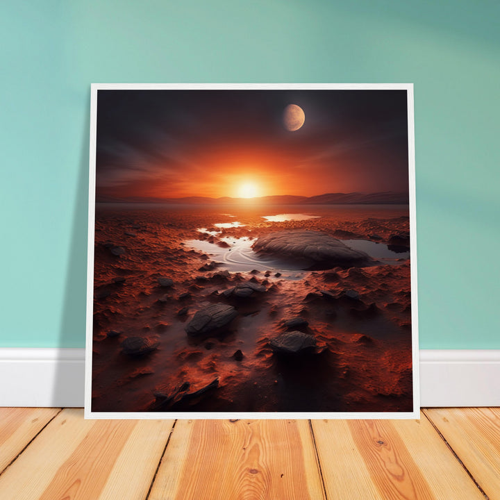 Museum-Quality Matte Paper Wooden Framed Poster - Sunset on Mars II