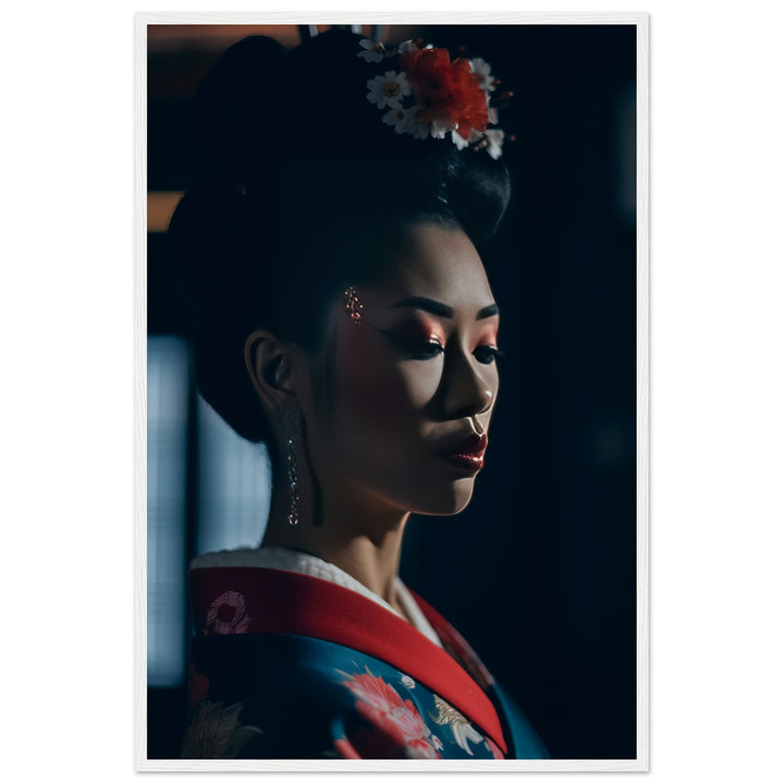 Museum-Quality Matte Paper Wooden Framed Poster - Geisha's Solitude