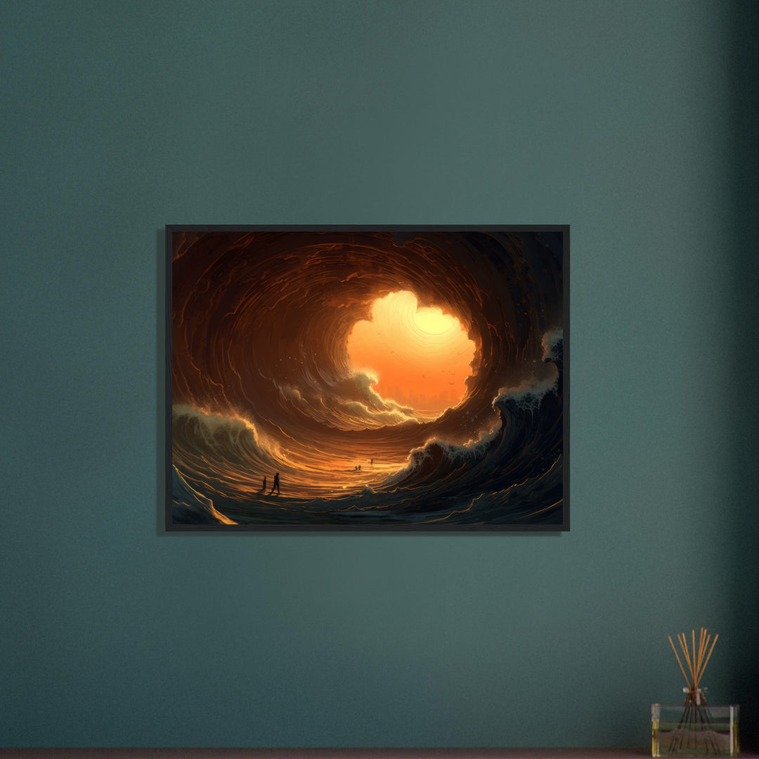 Premium Matte Paper Wooden Framed Poster - Abyssal Grotto Wave