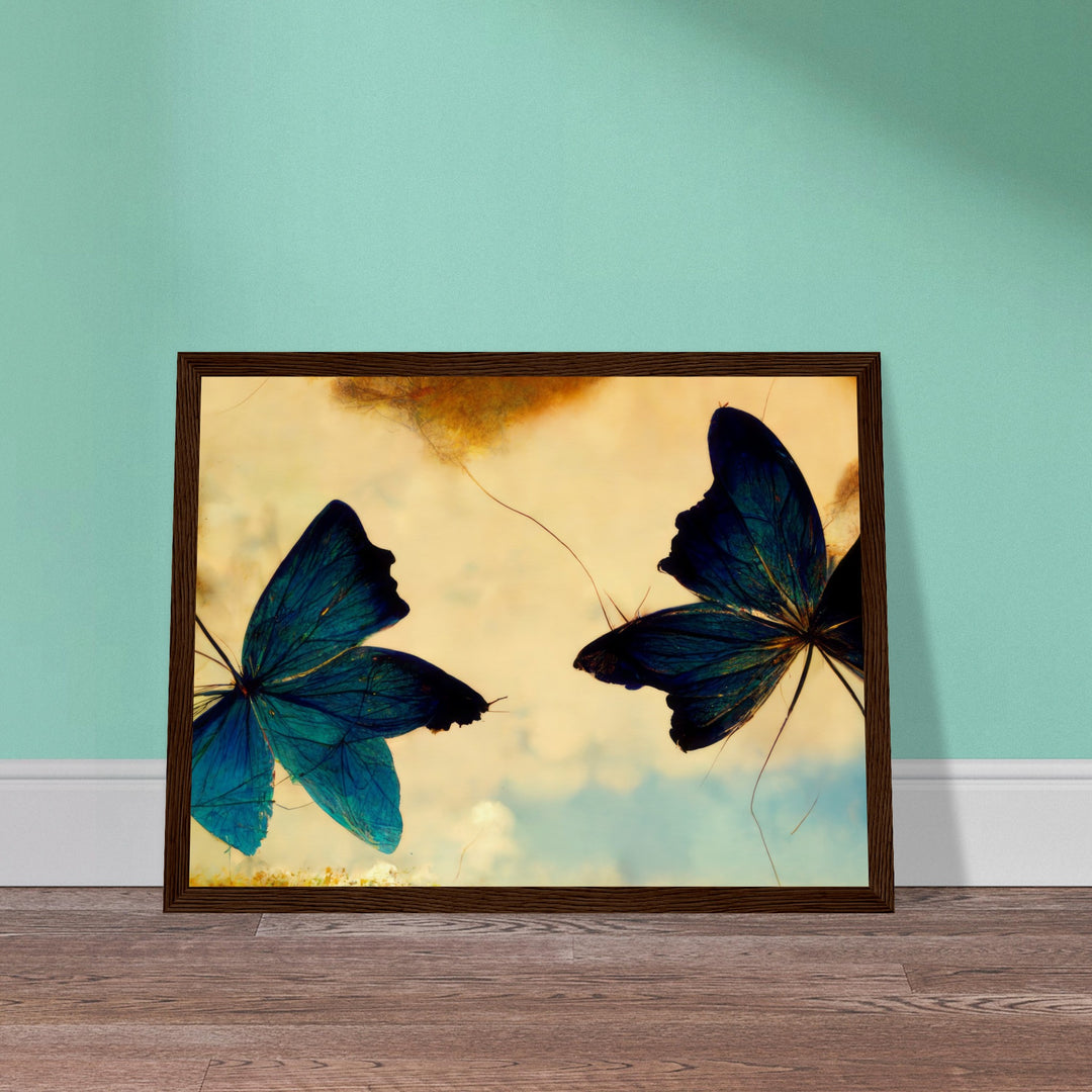 Museum-Quality Matte Paper Wooden Framed Poster - Dreaming Butterflies III