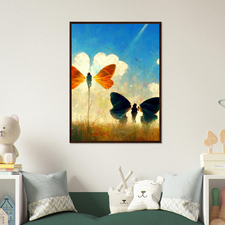 Premium Matte Paper Wooden Framed Poster - Dreaming Butterflies