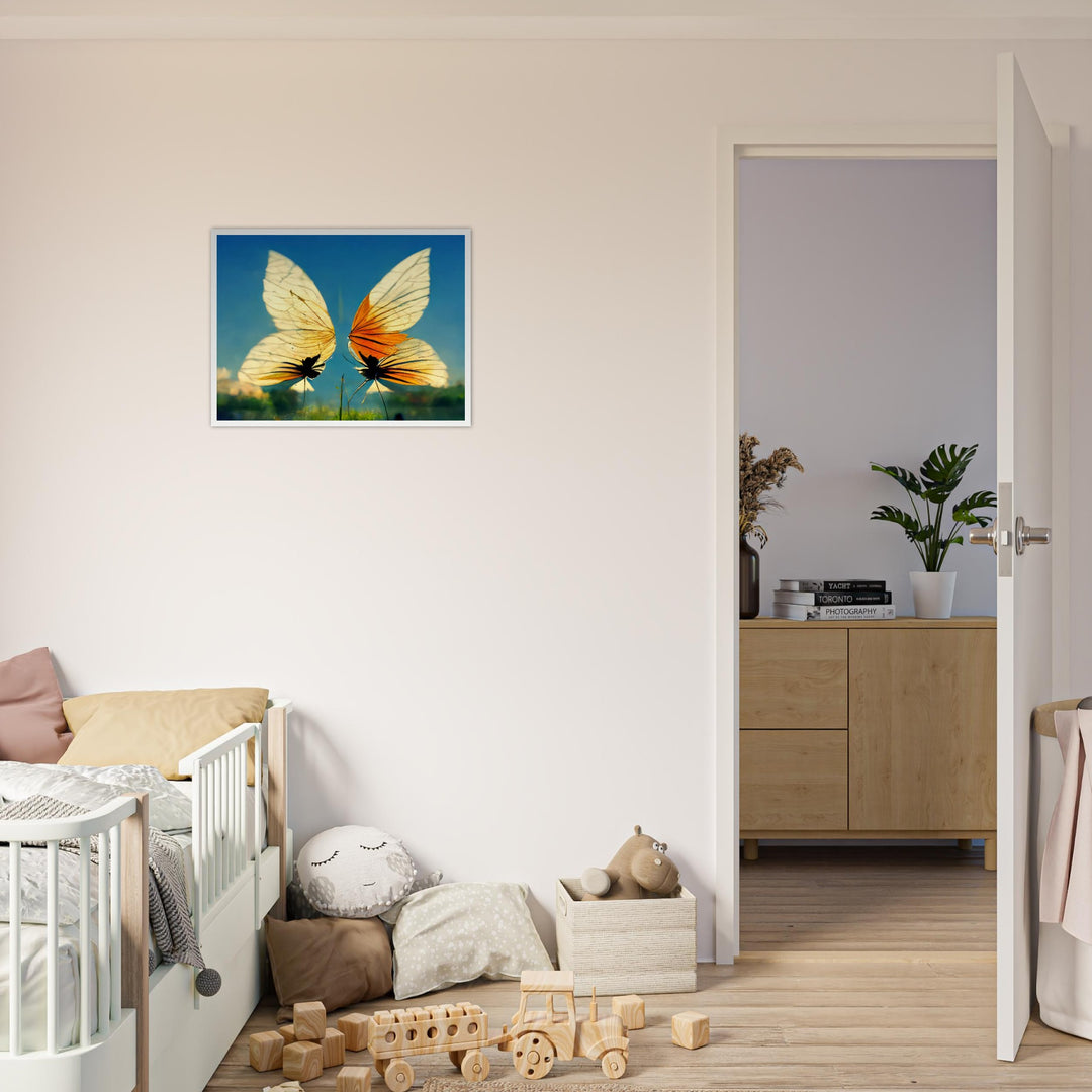 Classic Semi-Glossy Paper Wooden Framed Poster - Dreaming Butterflies II