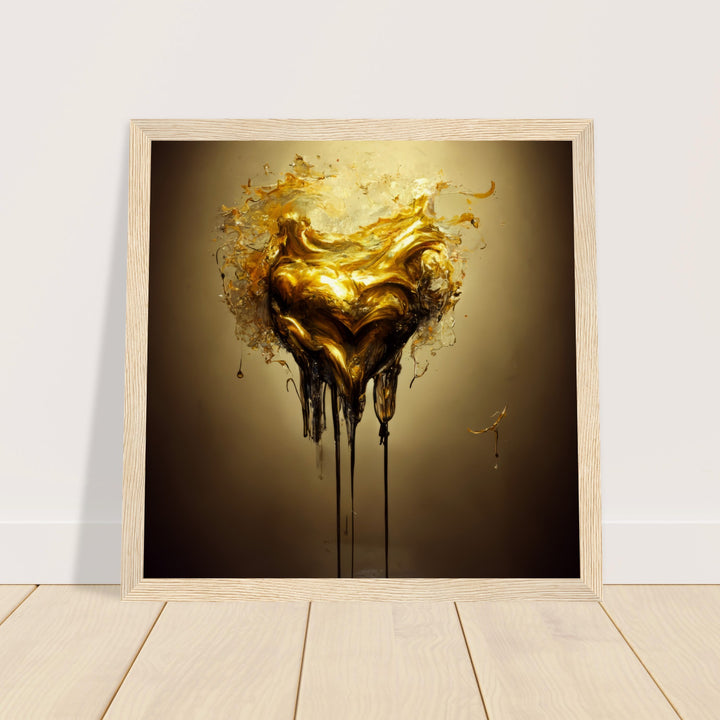 Museum-Quality Matte Paper Wooden Framed Poster - Heart of Gold Melted