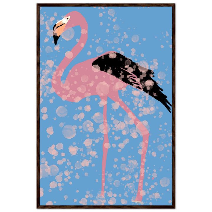 Premium Semi-Glossy Paper Wooden Framed Poster - Pink Flamingo