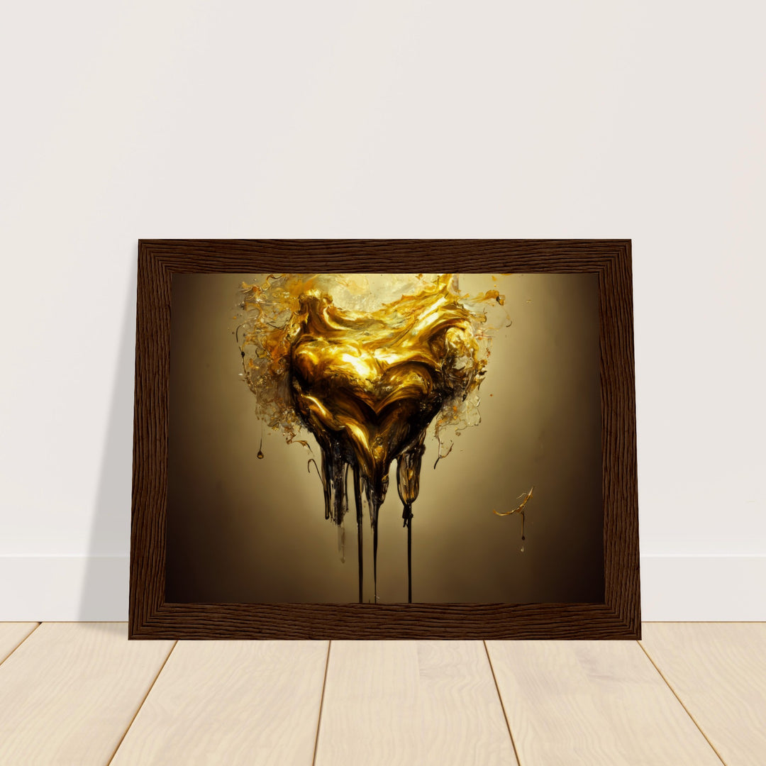 Museum-Quality Matte Paper Wooden Framed Poster - Heart of Gold Melted