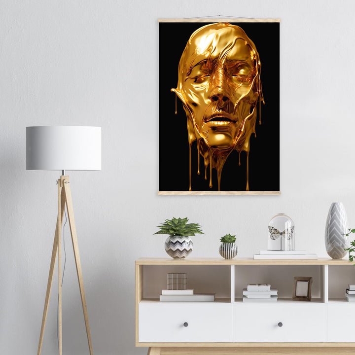 Premium Semi-Glossy Paper Poster with Hanger - Gold Face Dripping