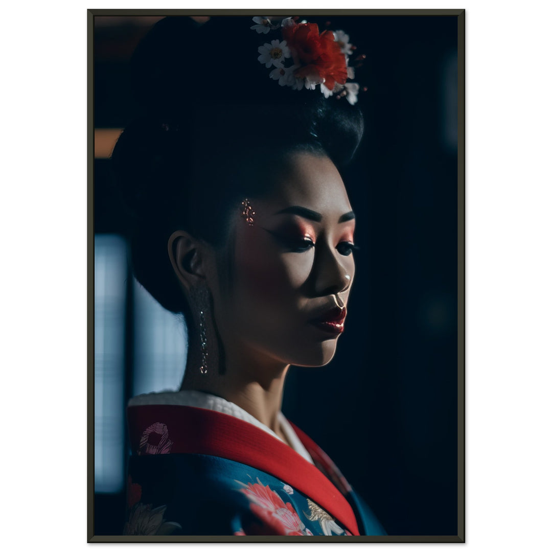 Classic Semi-Glossy Paper Metal Framed Poster - Geisha's Solitude