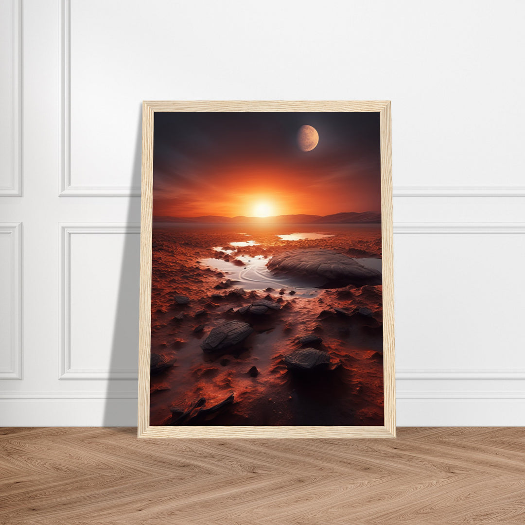 Classic Semi-Glossy Paper Wooden Framed Poster - Sunset on Mars II