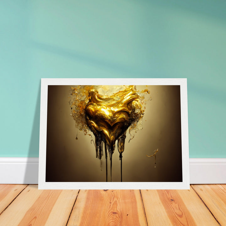 Premium Matte Paper Wooden Framed Poster - Heart of Gold Melted