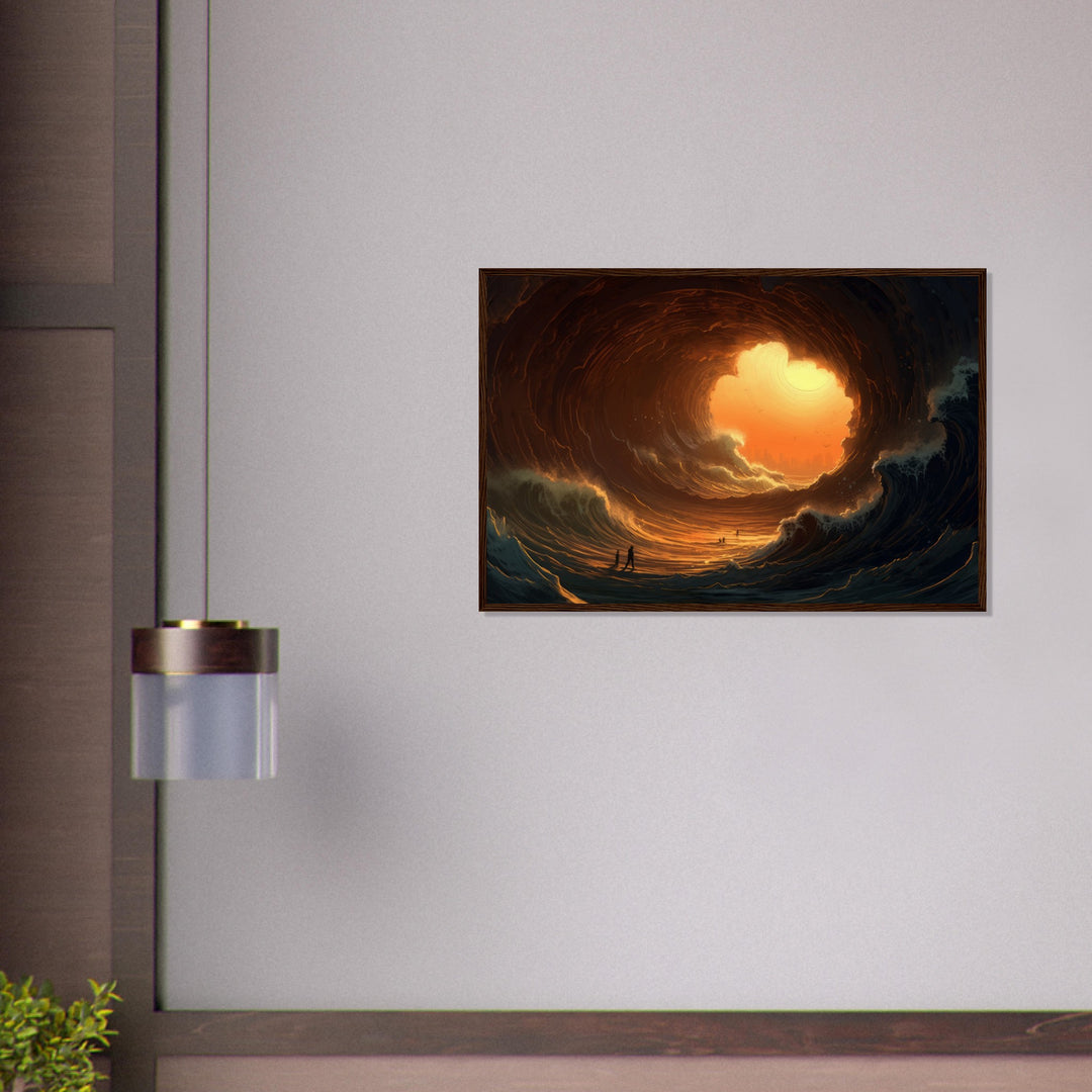 Museum-Quality Matte Paper Wooden Framed Poster - Abyssal Grotto Wave