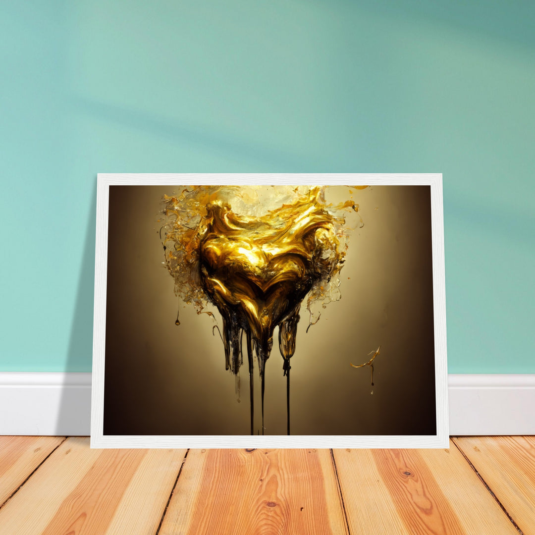 Premium Matte Paper Wooden Framed Poster - Heart of Gold Melted