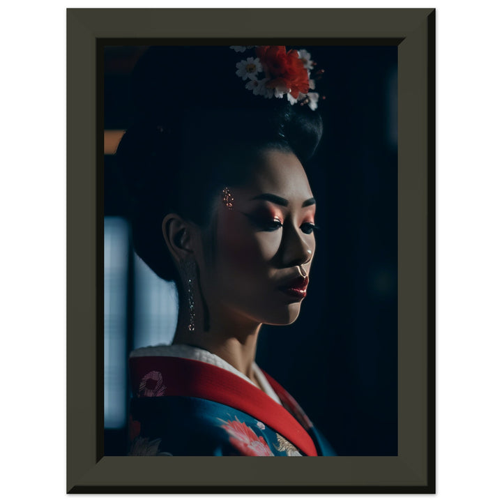 Museum-Quality Matte Paper Metal Framed Poster - Geisha's Solitude