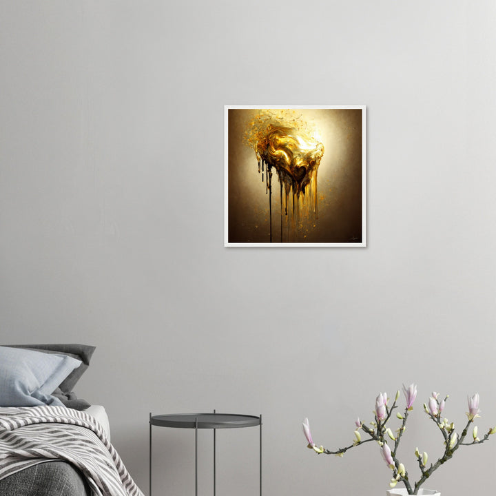 Premium Matte Paper Wooden Framed Poster - Heart of Gold Melted II