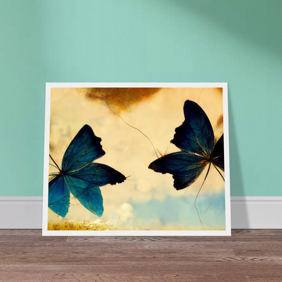 Classic Semi-Glossy Paper Wooden Framed Poster - Dreaming Butterflies III