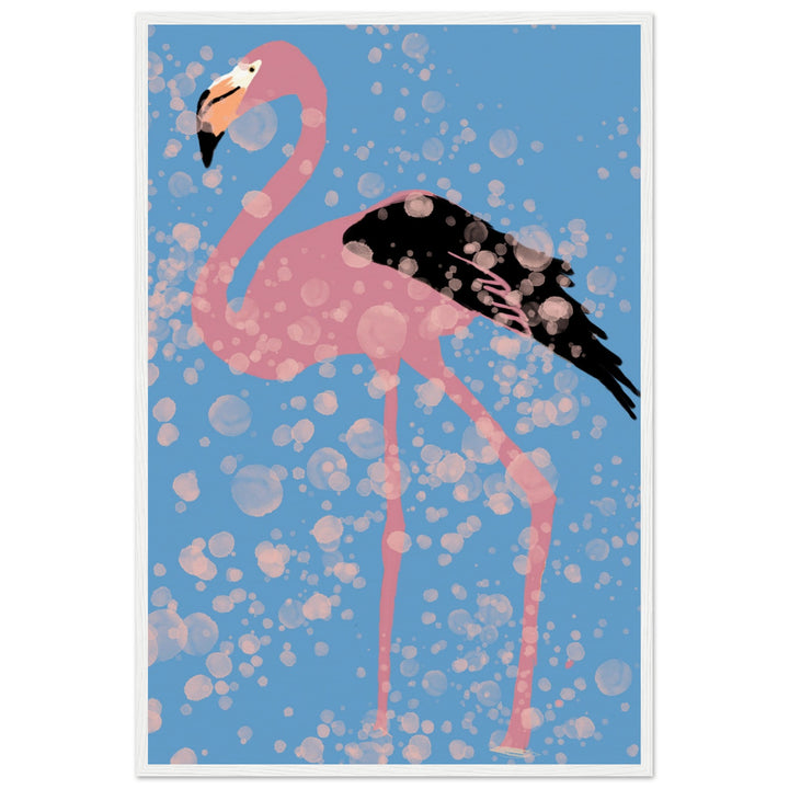 Museum-Quality Matte Paper Wooden Framed Poster - Pink Flamingo