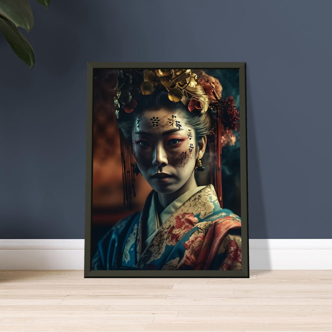 Classic Matte Paper Metal Framed Poster - Gaze of the Golden Geisha