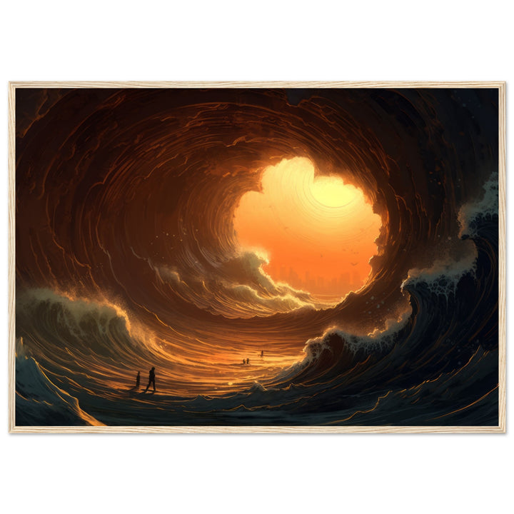 Classic Semi-Glossy Paper Wooden Framed Poster - Abyssal Grotto Wave