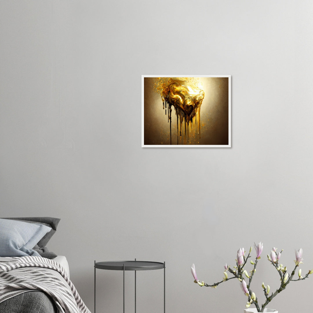 Premium Matte Paper Wooden Framed Poster - Heart of Gold Melted II