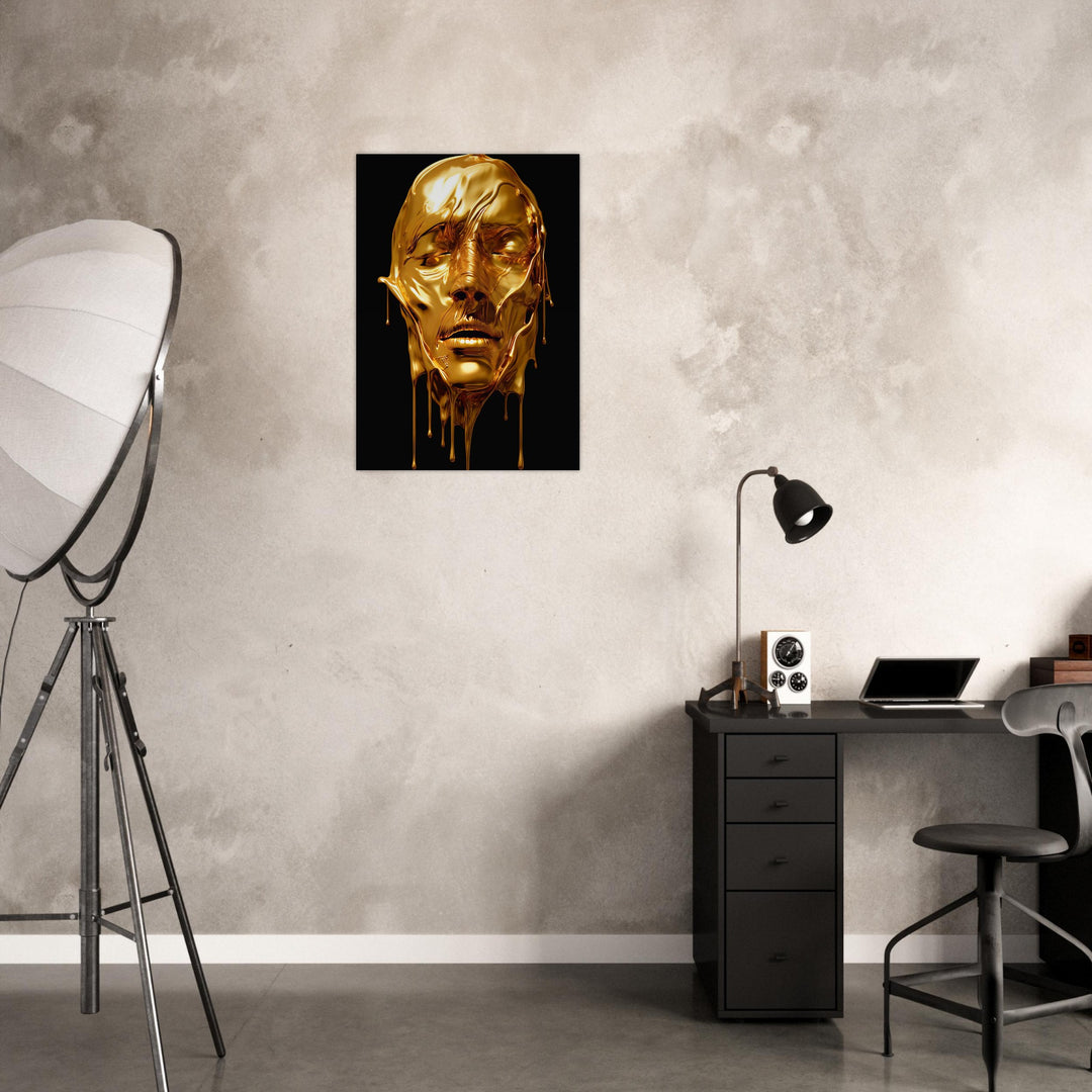 Premium Semi-Glossy Paper Poster - Gold Face Dripping