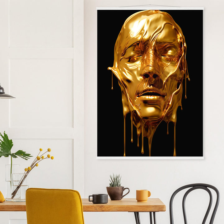 Classic Matte Paper Poster with Hanger - Gold Face Dripping