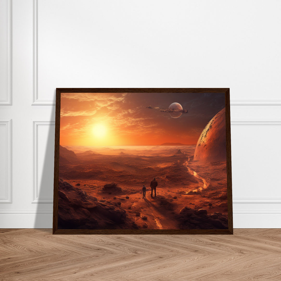 Classic Semi-Glossy Paper Wooden Framed Poster - Sunset on Mars I