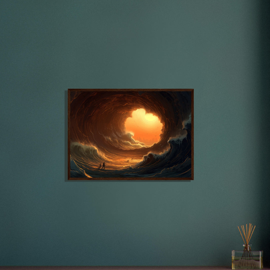 Premium Matte Paper Wooden Framed Poster - Abyssal Grotto Wave