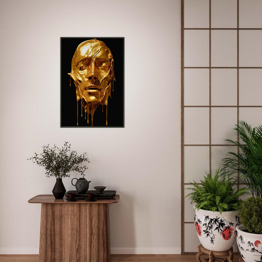 Premium Matte Paper Metal Framed Poster - Gold Face Dripping