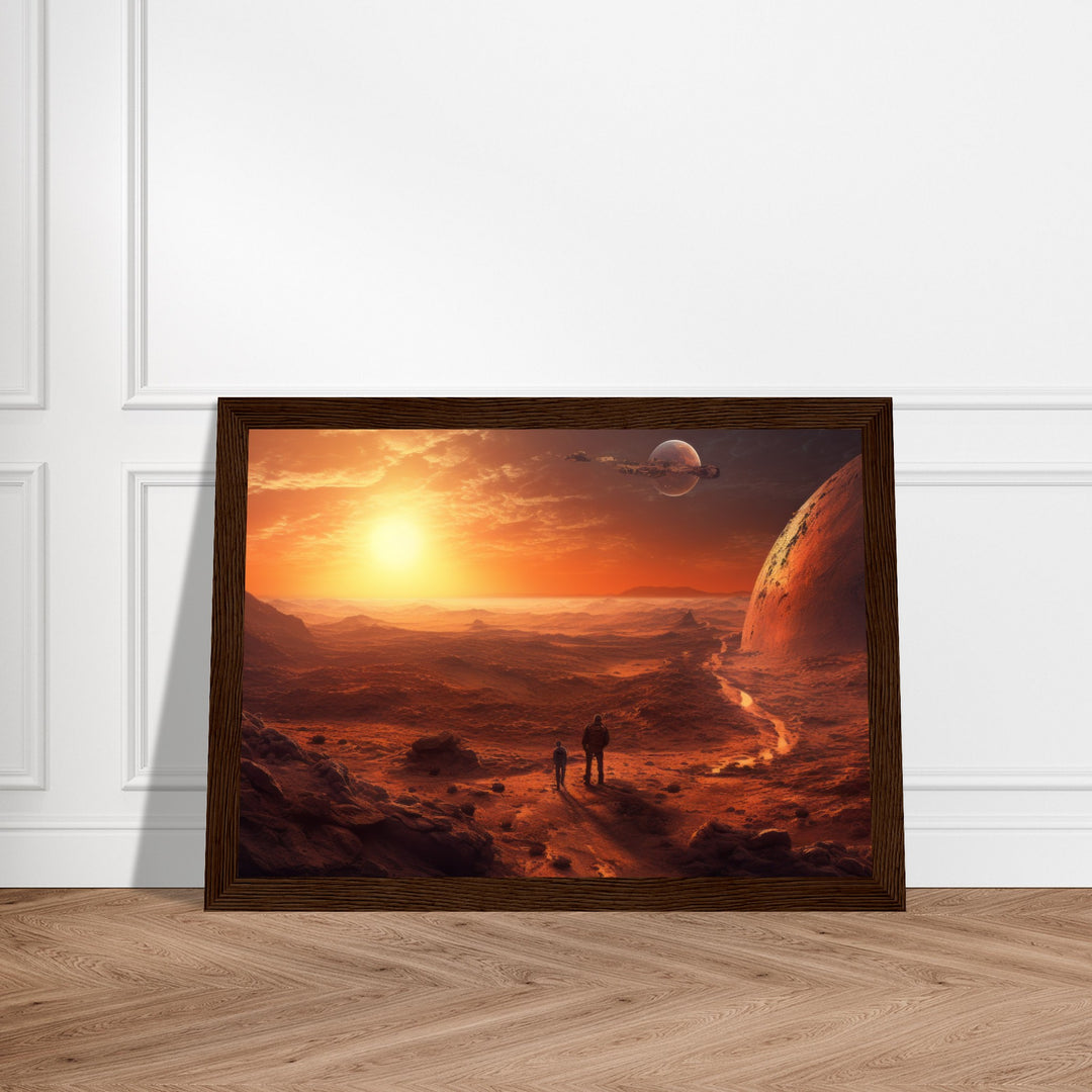 Classic Semi-Glossy Paper Wooden Framed Poster - Sunset on Mars I