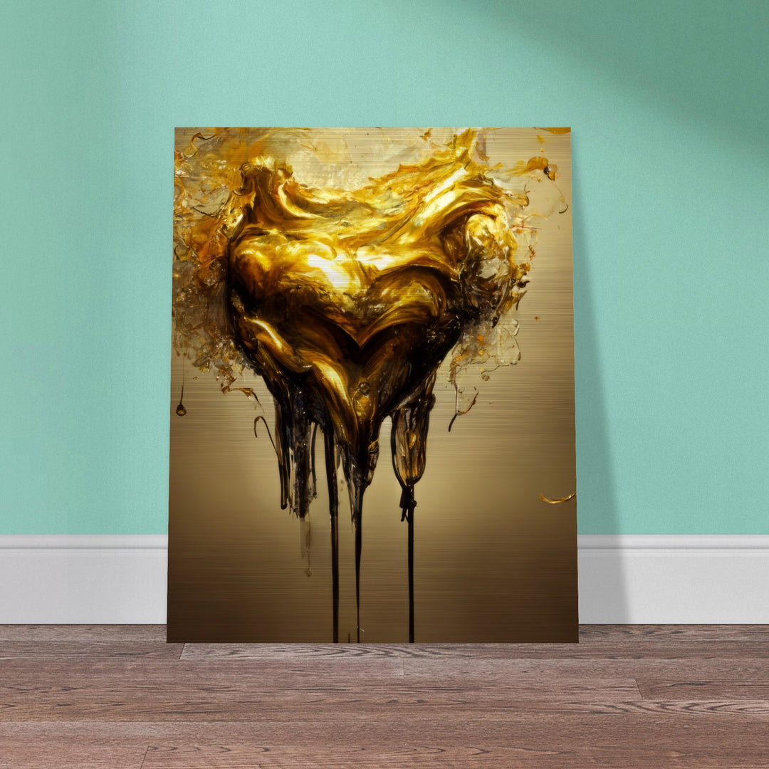 Brushed Aluminium Print - Heart of Gold Melted