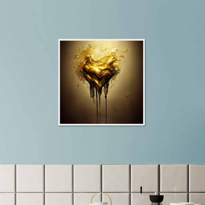 Premium Semi-Glossy Paper Wooden Framed Poster - Heart of Gold Melted