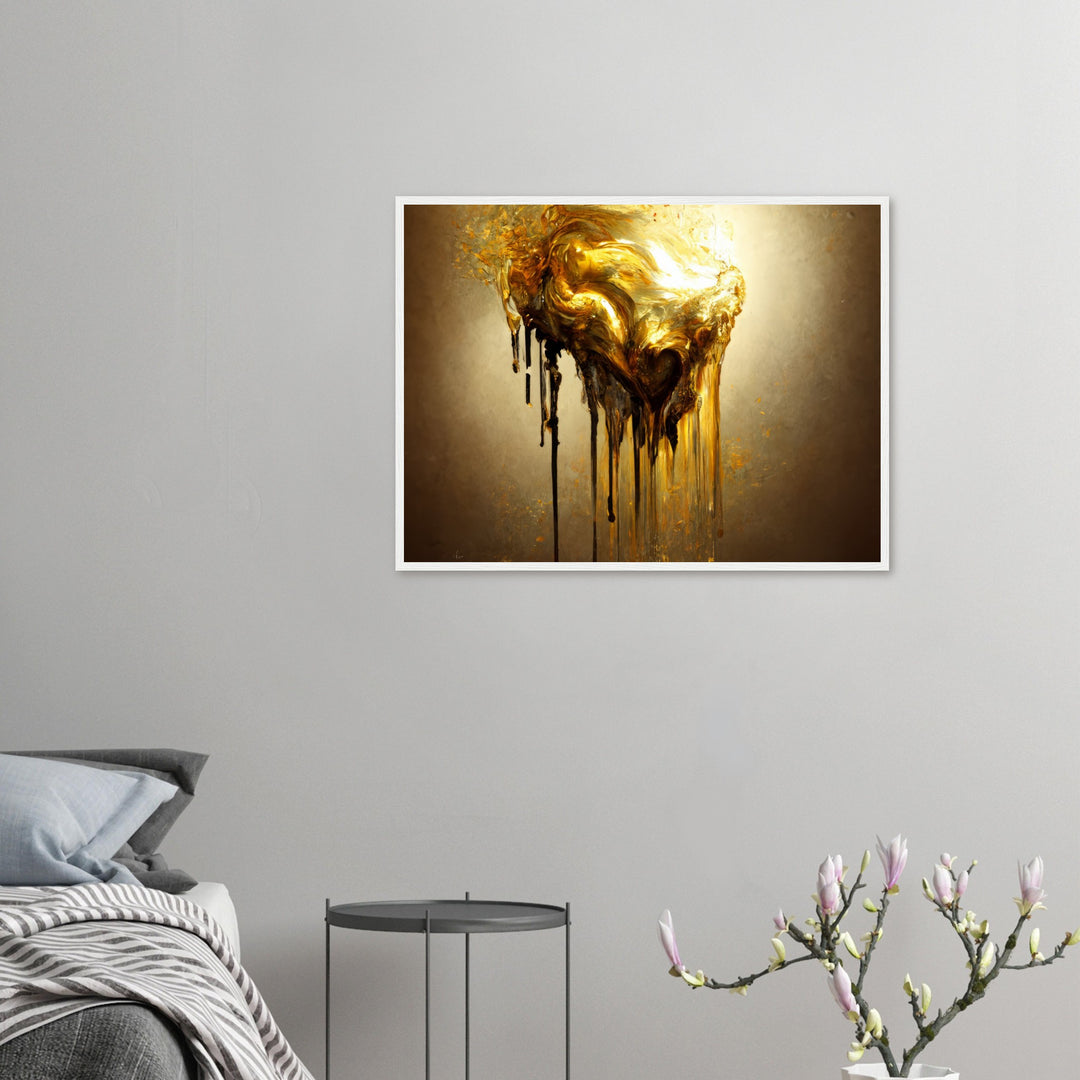 Premium Matte Paper Wooden Framed Poster - Heart of Gold Melted II