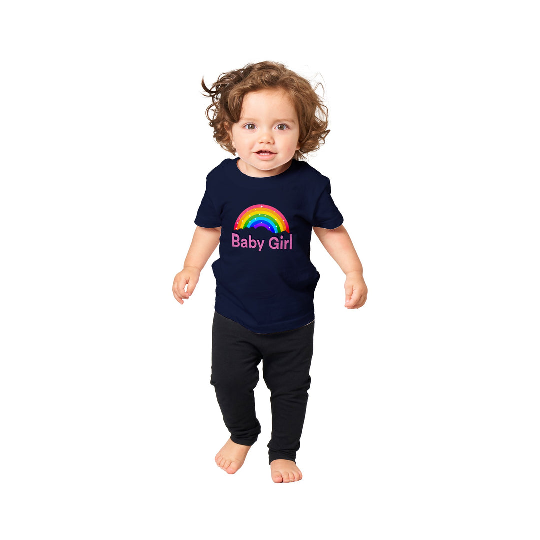 Classic Baby Crewneck T-shirt - Baby Girl Rainbow III