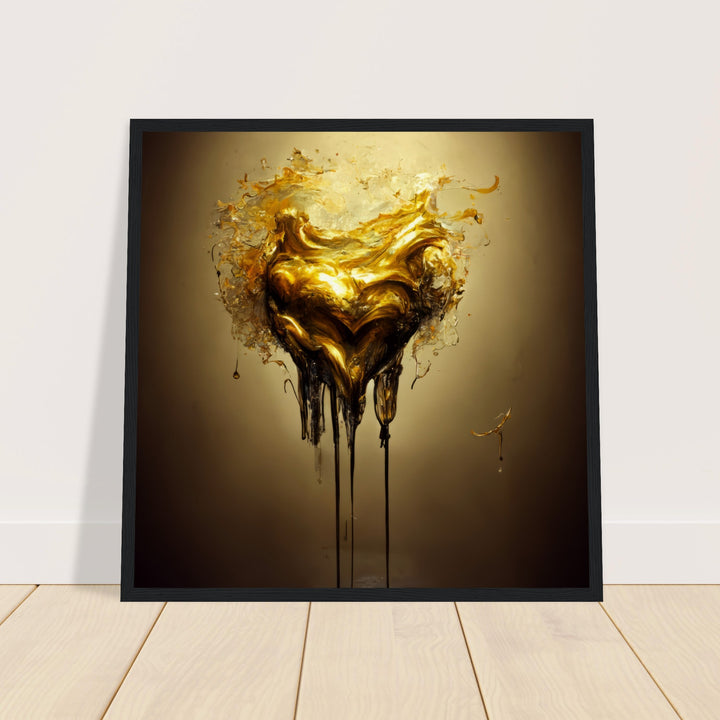 Museum-Quality Matte Paper Wooden Framed Poster - Heart of Gold Melted