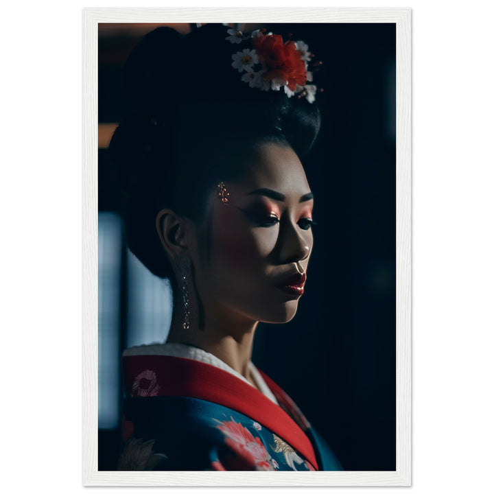 Museum-Quality Matte Paper Wooden Framed Poster - Geisha's Solitude