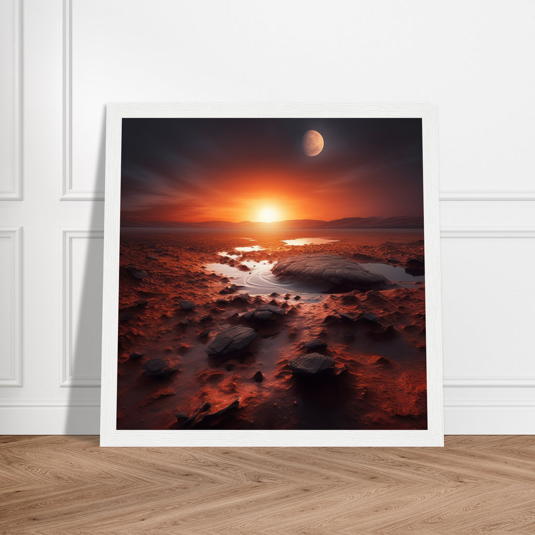 Classic Semi-Glossy Paper Wooden Framed Poster - Sunset on Mars II